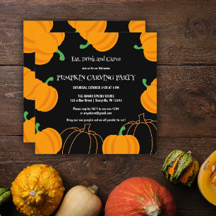 Halloween Pumpkin Carving Party Orange und Black Einladung