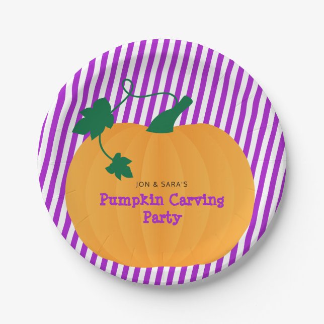 Halloween Pumpkin Carving Party Pappteller (Vorderseite)