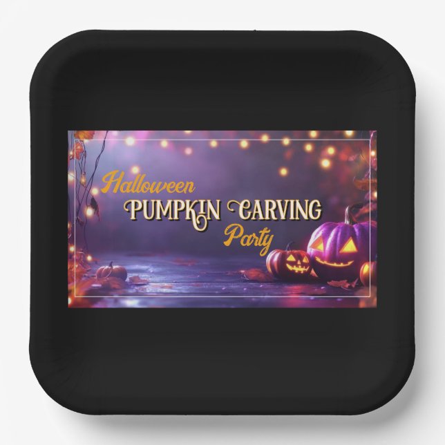 Halloween Pumpkin Carving Party Plate Pappteller (Vorderseite)