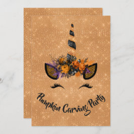 Halloween Pumpkin Carving Party Unicorn Einladung