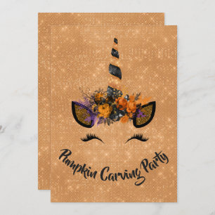 Halloween Pumpkin Carving Party Unicorn Einladung