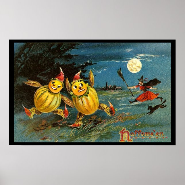 Halloween Pumpkin Charaktere und Hexe Poster (Vorne)