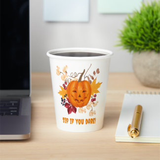 Halloween Pumpkin Coffee Cup - "Sip If you wage!" Pappbecher