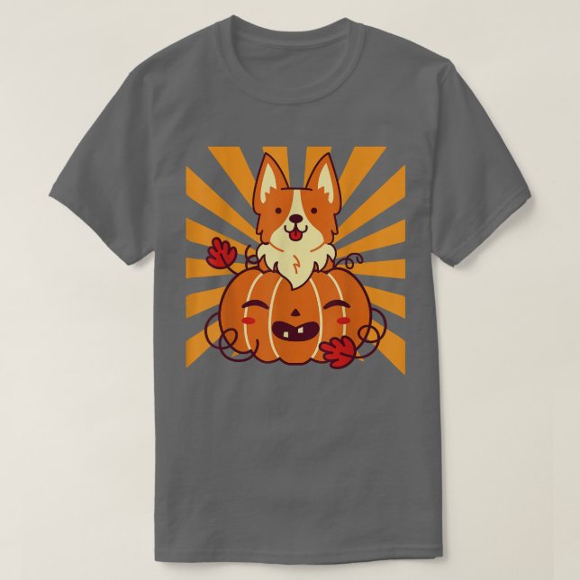Halloween Pumpkin Corgi  T-Shirt (Design vorne)