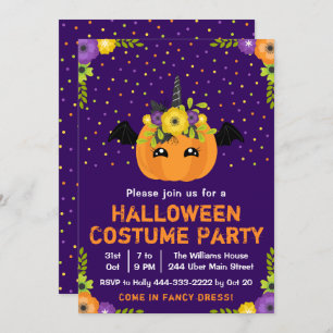 Halloween Pumpkin Costume Party Lila Einladung