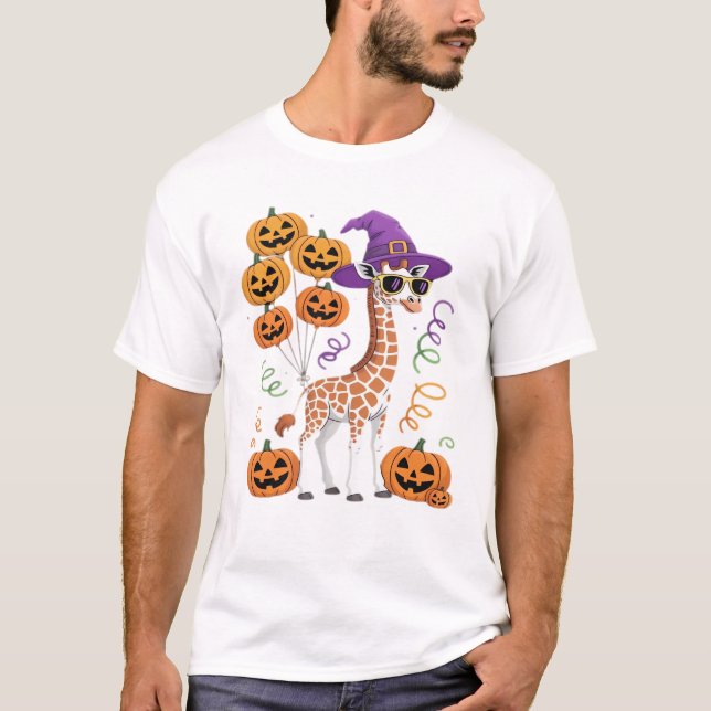 Halloween Pumpkin Cute Giraffe Zoo Animal Essentia T-Shirt (Vorderseite)
