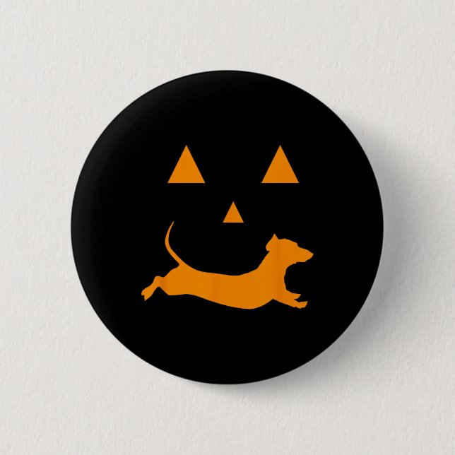 Halloween Pumpkin Dackel Jack-o-lantern Costum Button (Vorderseite)