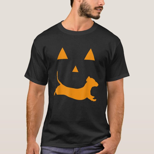 Halloween Pumpkin Dackel Jackolantern T-Shirt (Vorderseite)