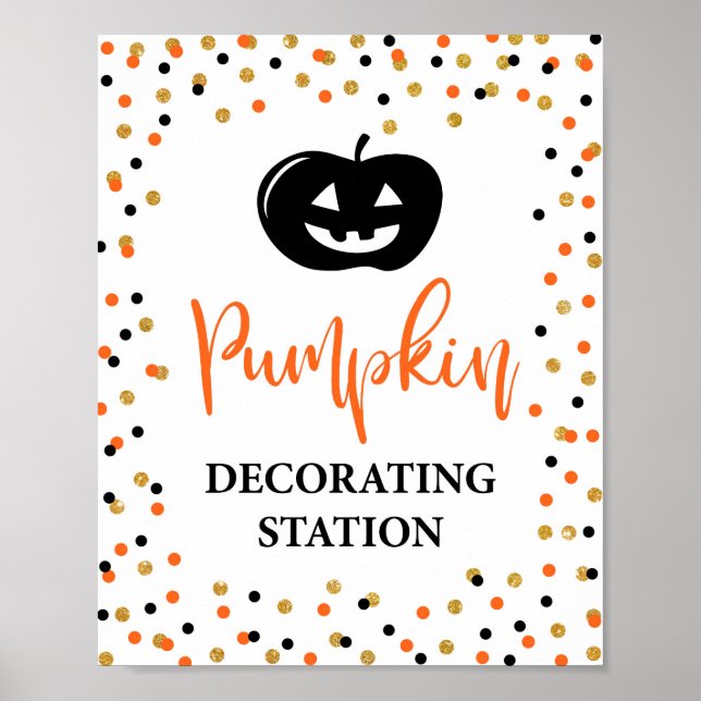 Halloween Pumpkin Decorator Station Zeichen Poster (Vorne)
