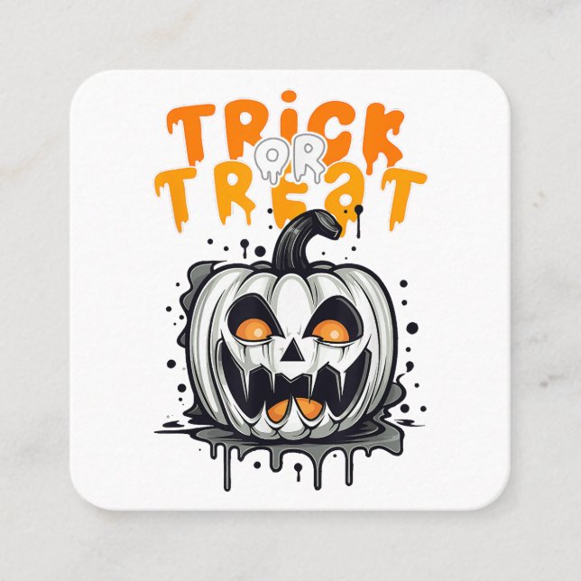 Halloween Pumpkin Design Trick oder Treat Quadratische Visitenkarte (Vorderseite)
