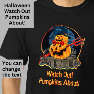 Halloween Pumpkin Devil Trident Zombie Monster T-Shirt