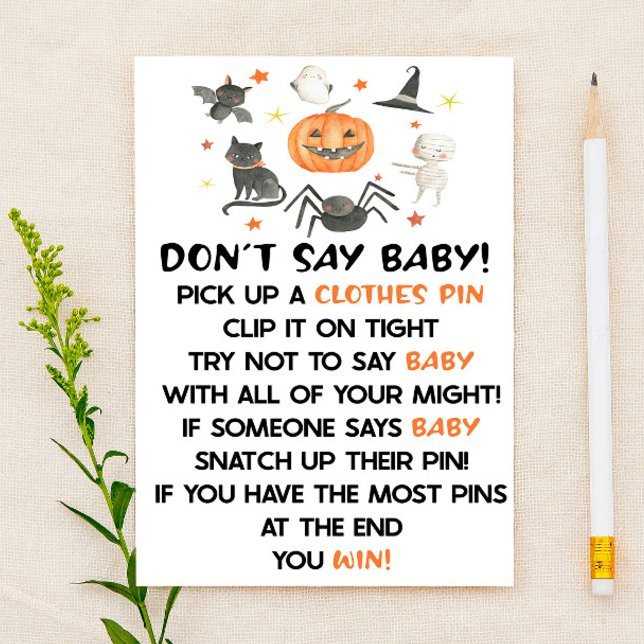 Halloween Pumpkin Don't Say Baby Shower Game Briefpapier (Von Creator hochgeladen)