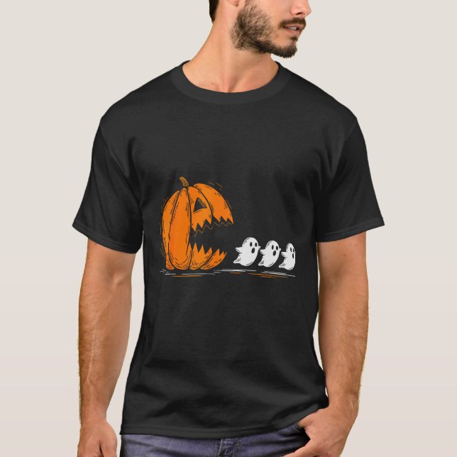 Halloween Pumpkin Eating Ghosts Funny Soky Costume T-Shirt (Vorderseite)