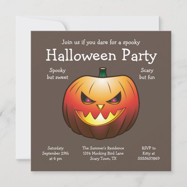 Halloween Pumpkin Einladung Flachkarte (Vorderseite)
