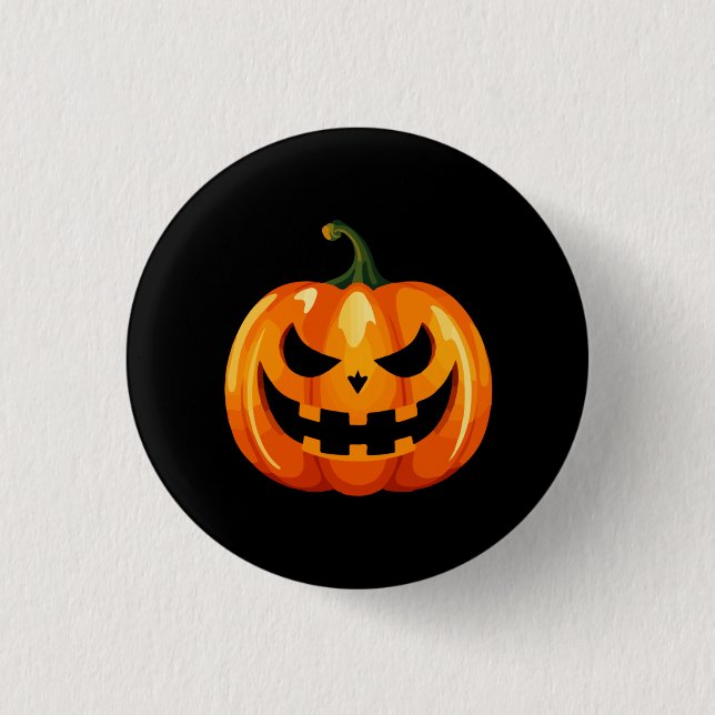 Halloween Pumpkin Face Beängstigend Button (Vorderseite)