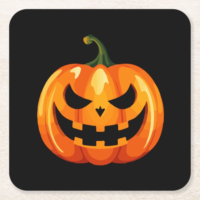 Halloween Pumpkin Face Beängstigend Rechteckiger Pappuntersetzer (Vorderseite)