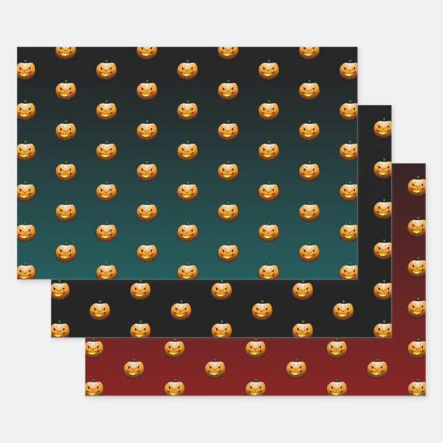 Halloween Pumpkin Face Geschenkpapier Set (Set)