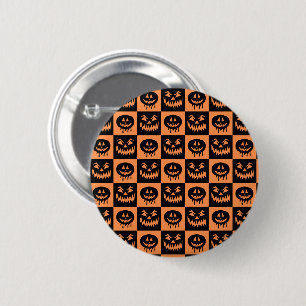 Halloween Pumpkin Face Ghost Spooky Muster Button