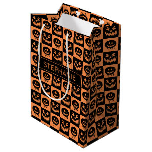 Halloween Pumpkin Face Ghost Spooky Muster Mittlere Geschenktüte