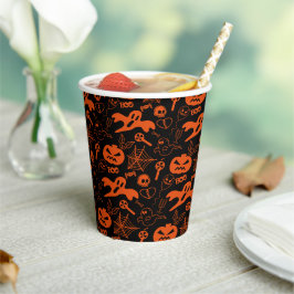 Halloween Pumpkin Face Kürbislaterne Black Pappbecher