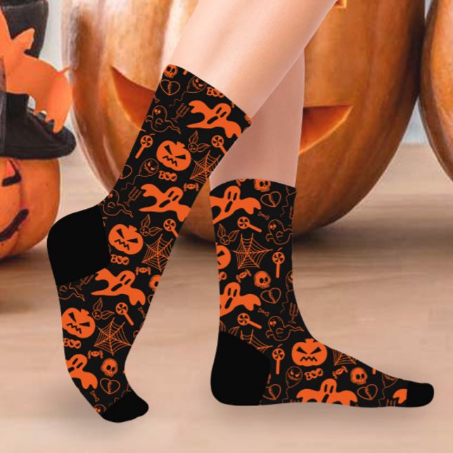 Halloween Pumpkin Face Kürbislaterne Black Socken (Von Creator hochgeladen)