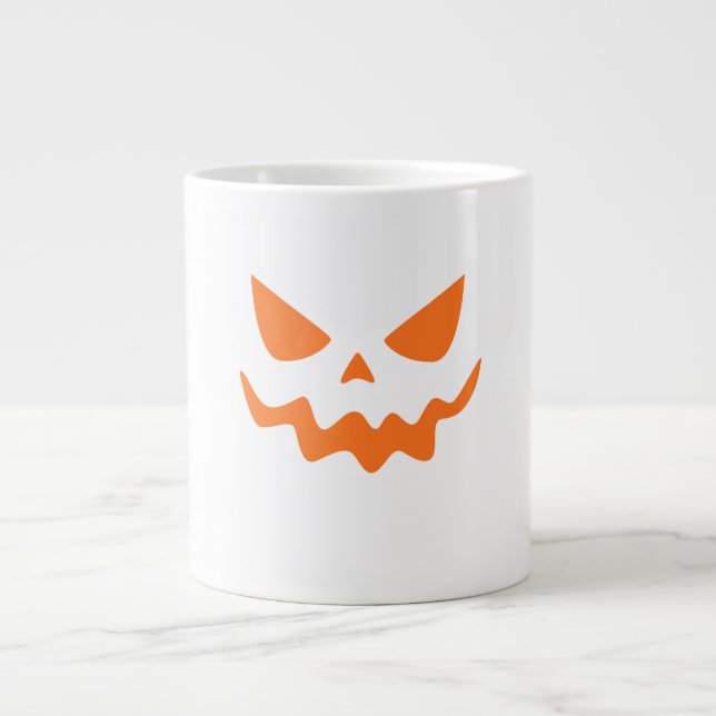Halloween Pumpkin Face Mug – Cute & Festive Orange Jumbo-Tasse (Vorderseite)