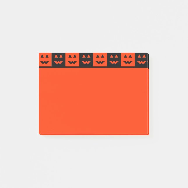 Halloween Pumpkin Face Squares Post-it Klebezettel (Vorderseite)