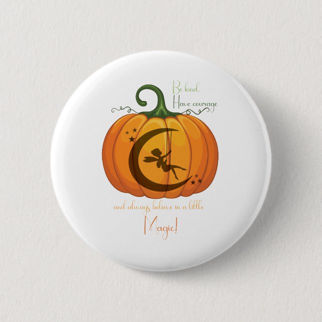 Halloween Pumpkin Fairy Design Button (Vorderseite)