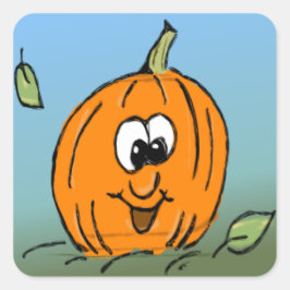 Halloween Pumpkin Friendly Jack-O-Lantern lächeln Quadratischer Aufkleber