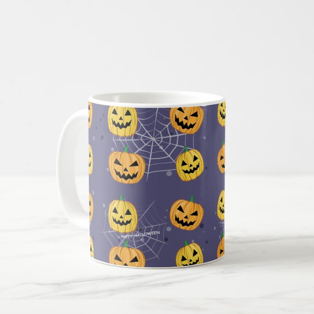 Halloween Pumpkin - Funny Pattern Kaffeetasse (Vorderseite Links)