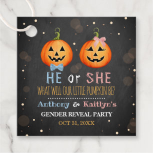 Halloween Pumpkin Gender Reveal Party Geschenkanhänger
