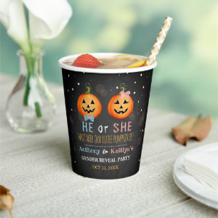 Halloween Pumpkin Gender Reveal Party Pappbecher