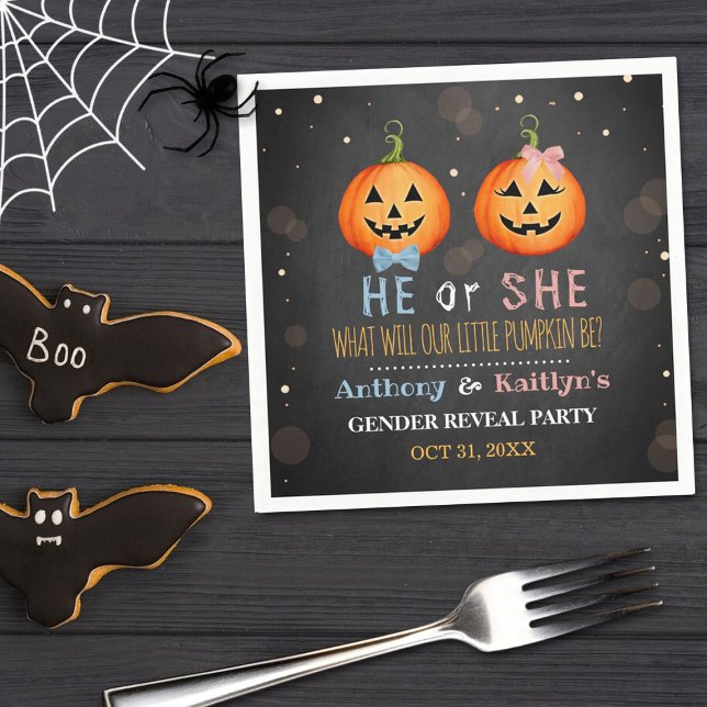 Halloween Pumpkin Gender Reveal Party Serviette (Von Creator hochgeladen)