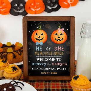 Halloween Pumpkin Gender Reveal Party Willkommen Poster