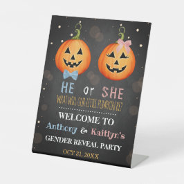 Halloween Pumpkin Gender Reveal Party Willkommen Sockelschild