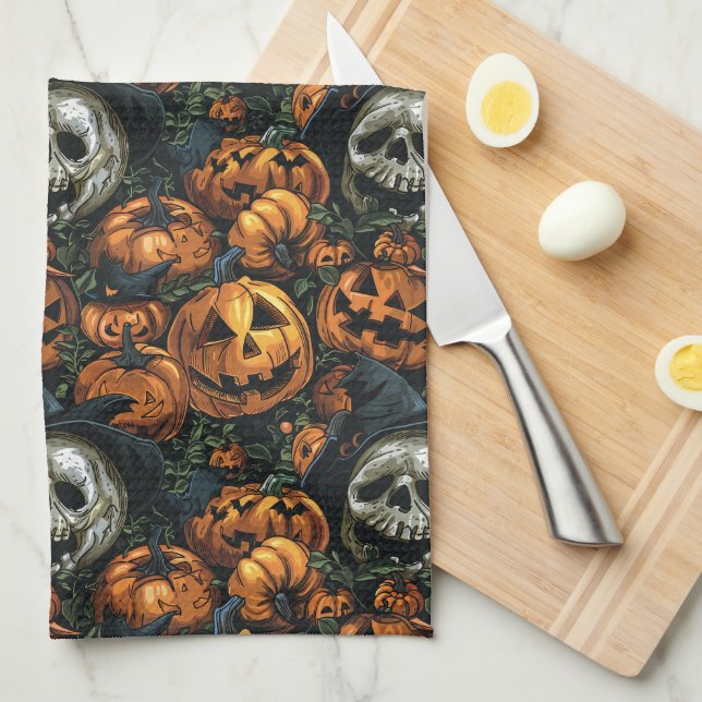 Halloween Pumpkin Geschirrtuch (Viertel Falte)