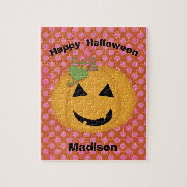 Halloween Pumpkin Gesicht Personalisiert Kids Puzz Puzzle (Vertikal)
