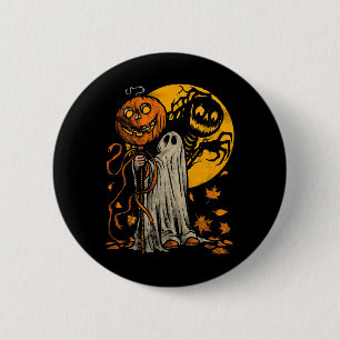 Halloween Pumpkin Ghost Autumn Blätter Graphic Art Button