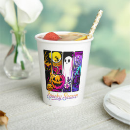Halloween Pumpkin Ghost Pop Art Retro Black Pappbecher