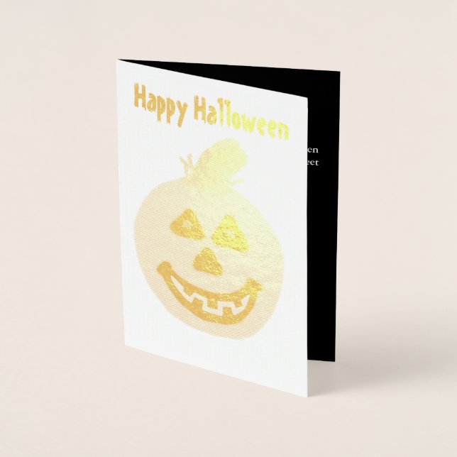 Halloween Pumpkin Gold Foil Grußkarte Folienkarte (Vorderseite)