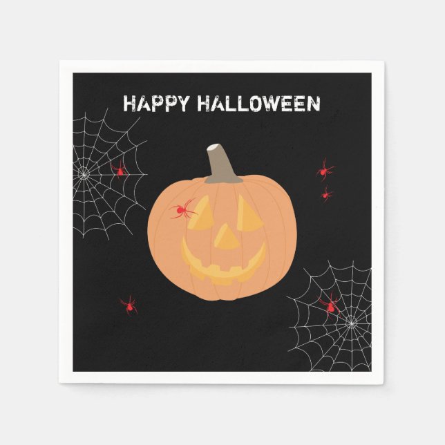 Halloween Pumpkin Happy Halloween Party Serviette (Vorderseite)