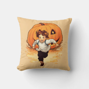 Halloween Pumpkin, Happy Young Boy Kissen