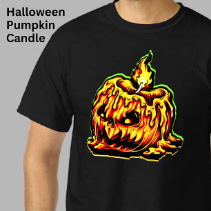 Halloween Pumpkin Head Flammen Brennende Kerze T-Shirt