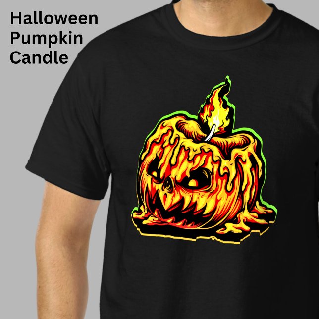 Halloween Pumpkin Head Flammen Brennende Kerze T-Shirt (Von Creator hochgeladen)