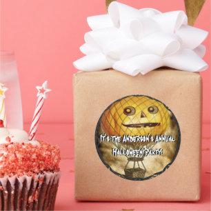 HALLOWEEN Pumpkin Head Hot Air Ballon Runder Aufkleber