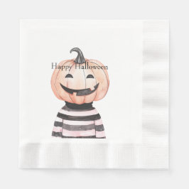 Halloween Pumpkin Head in T Shirt  Serviette