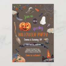 Halloween Pumpkin Hexe Kat Spider Spooky Geburtsta