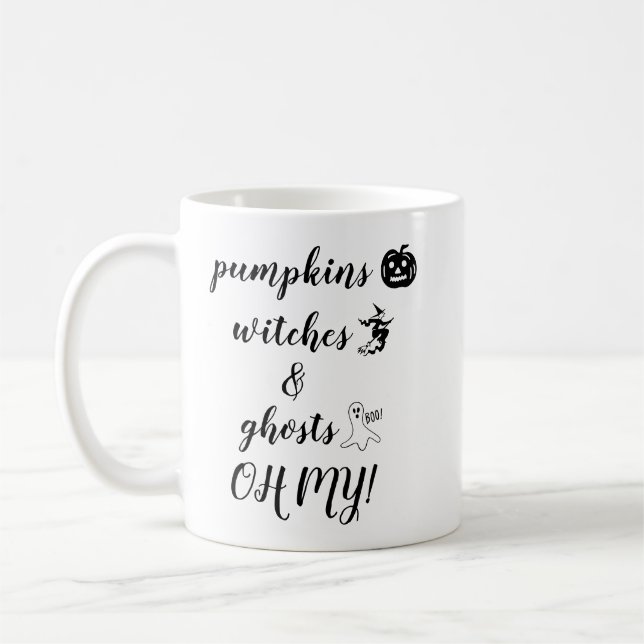 Halloween Pumpkin Hexenkurz-Zitat Kaffeetasse (Links)