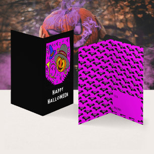 Halloween Pumpkin Horn Bat-Klassenaustauschkarte Visitenkarten