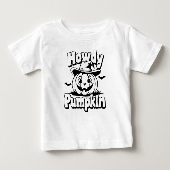 Halloween Pumpkin: Howdy Pumpkin Funny Baby T-shirt (Vorderseite)